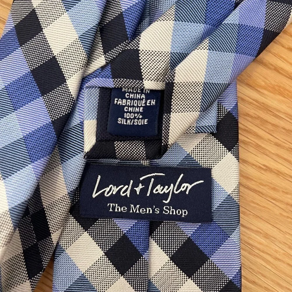 Lord & Taylor The Men's Shop Vintage Plaid 100% Silk Tie